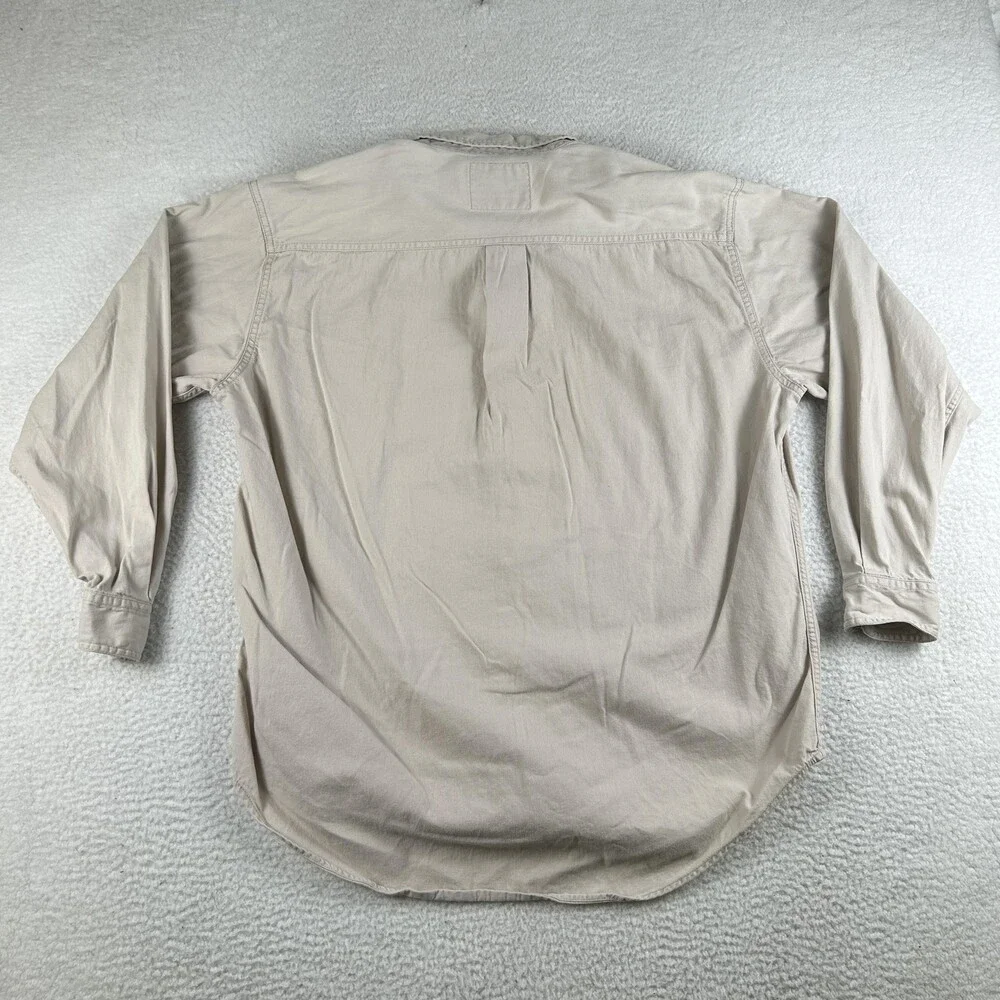 Vintage Levi's Shirt Mens Large Khaki Beige Button Down Long Sleeve Pocket
